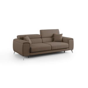 Canapé avec assises coulissantes en tissu 215 cm brun