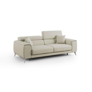 Canapé avec assises coulissantes en tissu 215 cm crème