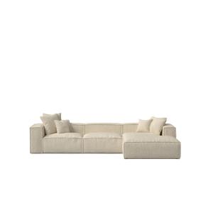 Canapé avec chaise longue à droite bouclé beige 367 x 190 c…