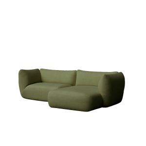 Canapé avec chaise longue à droite vert 243 x 148 cm