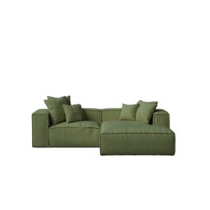 Canapé avec chaise longue à droite vert 264 x 190 cm