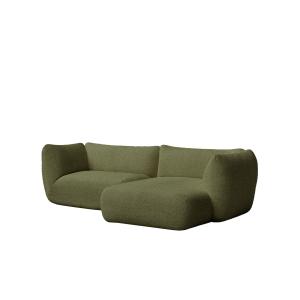 Canapé avec chaise longue à droite vert bouclé 243 x 148 cm…