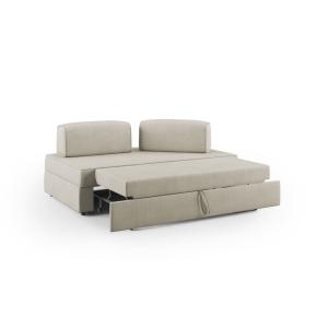 Canapé avec pouf amovible 160 cm crème