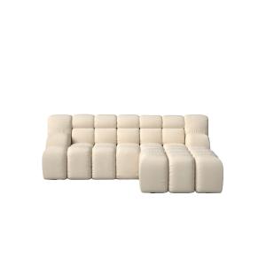 Canapé beige avec chaise longue à droite 224 x 192 cm