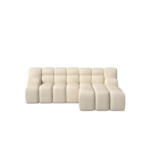 Canapé bouclé beige avec chaise longue à droite 224 x 192 c…