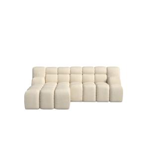 Canapé bouclé beige avec chaise longue à gauche 224 x 192 c…