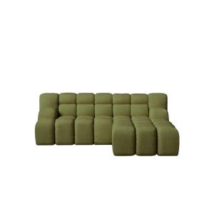 Canapé bouclé vert avec chaise longue à droite 224 x 192 cm…