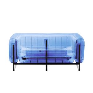 Canapé cadre aluminium assise thermoplastique bleu crystal