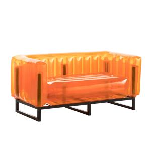 Canapé cadre aluminium assise thermoplastique orange