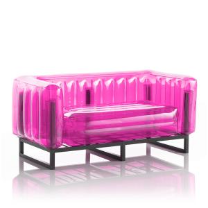 Canapé cadre aluminium assise thermoplastique rose crystal