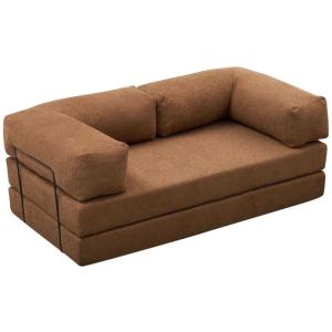 Canapé chauffeuse 3 places en chenille comfort marron