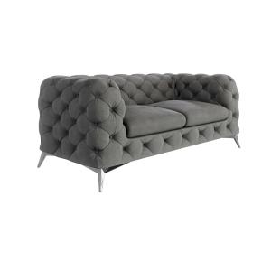Canapé Chesterfield 2 places en velours avec pieds en métal…