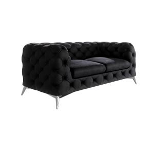 Canapé Chesterfield 2 places en velours avec pieds en métal…