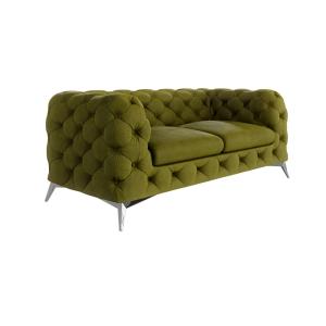 Canapé Chesterfield 2 places en velours avec pieds en métal…