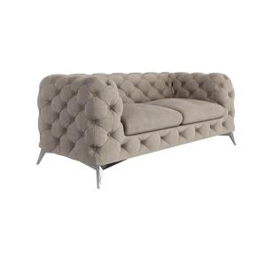 Canapé Chesterfield 2 places en velours avec pieds métal, c…