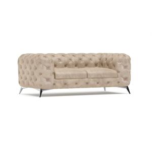 Canapé Chesterfield 2 places en velours beige avec pieds ar…