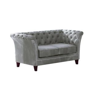 Canapé Chesterfield 2 places en velours, gris