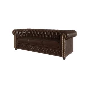 Canapé Chesterfield 3 places avec fonction lit en cuir véga…