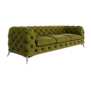 Canapé Chesterfield 3 places en velours avec pieds en métal…