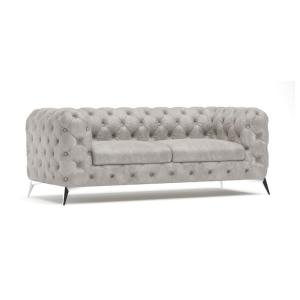 Canapé Chesterfield 3 places en velours gris avec pieds arg…