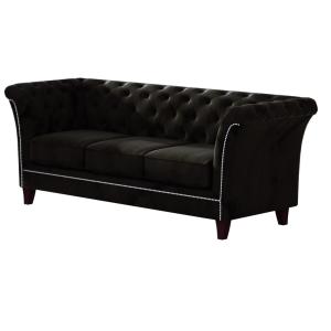 Canapé Chesterfield 3 places en velours, noir