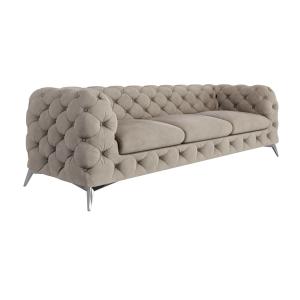 Canapé Chesterfield 3 places en velours, pieds en métal, cr…