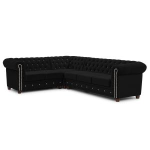 Canapé Chesterfield d’angle avec fonction lit en velours no…
