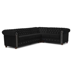 Canapé Chesterfield d’angle en velours noir