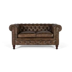 Canapé Chesterfield deux places en cuir avec finition capit…