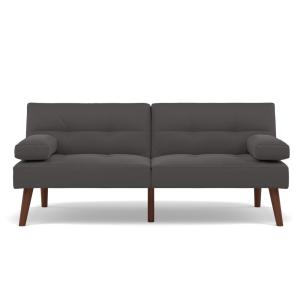 Canapé clic-clac 2 places en simili gris