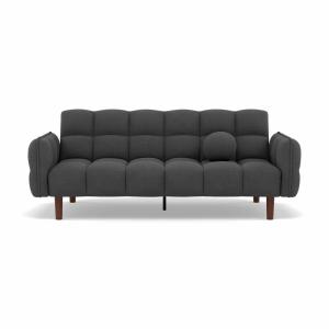 Canapé clic-clac 2 places en tissu texturé gris foncé