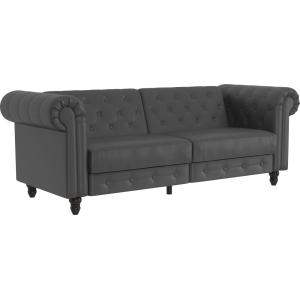 Canapé clic-clac 3 places en simili cuir gris