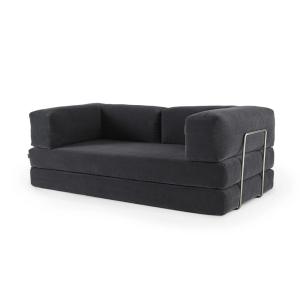 Canapé compressé 3 places modulable en velours côtelé anthr…