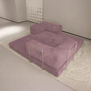 Canapé compressé 5 places angle modulable en velours côtelé…