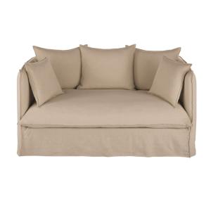 Canapé convertible 2/3 places en lin supérieur beige, matel…