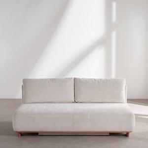 Canapé convertible 2/3 places en textile recyclé beige