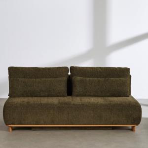 Canapé convertible 2/3 places en textile recyclé vert kaki