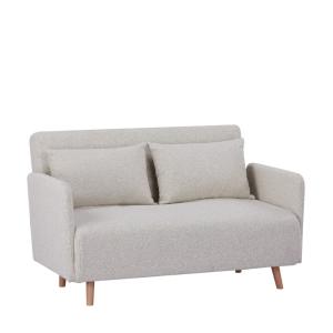 Canapé convertible 2 p tissu bouclette pieds bois clair L12…
