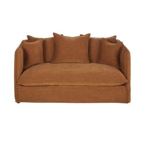 Canapé convertible 2 places en tissu chenille coloris bronz…