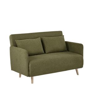 Canapé convertible 2 places en tissu pieds bois clair - Ver…