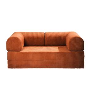 Canapé convertible 2 places en velours côtelé orange Likeep…