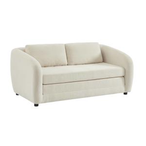 Canapé convertible 2 places tissu chenille blanc