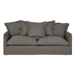 Canapé convertible 3/4 places en lin épais gris, matelas 6…