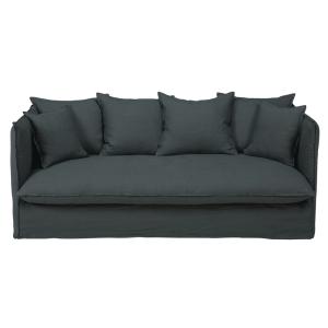 Canapé convertible 3/4 places en lin lavé gris anthracite