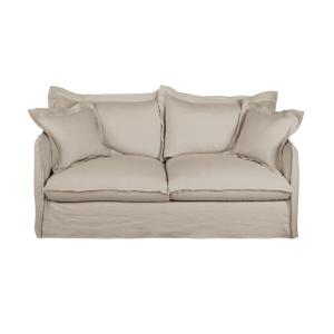 Canapé convertible 3/4 places en lin supérieur beige, matel…
