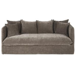 Canapé convertible 3/4 places en velours côtelé marron, mat…