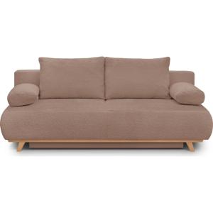 Canapé convertible 3 places avec coffre en tissu bouclé ros…