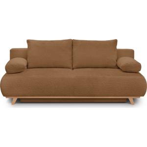 Canapé convertible 3 places avec coffre en tissu bouclé rou…