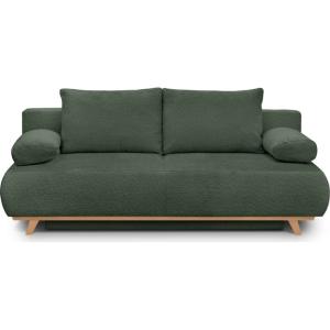 Canapé convertible 3 places avec coffre en tissu bouclé ver…