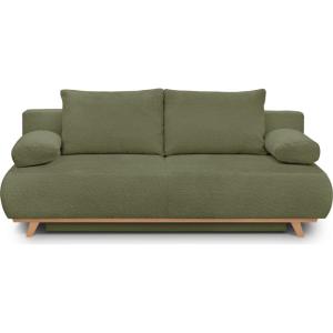 Canapé convertible 3 places avec coffre en tissu bouclé ver…